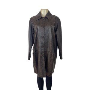 Shimba Womens Brown Exclusive Leather Coat Sz L